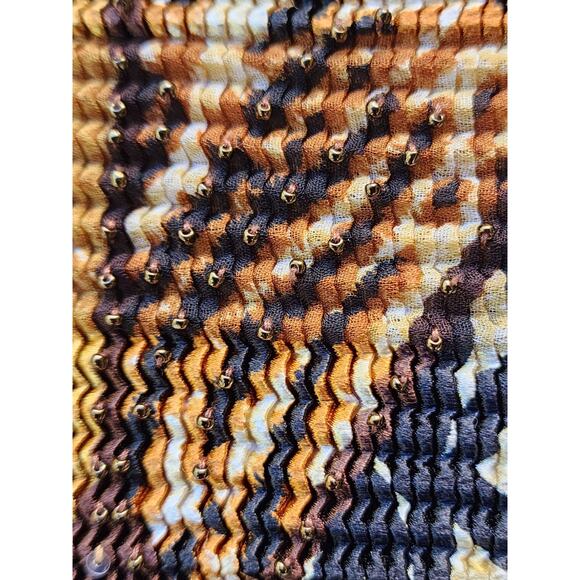 Alberto Makali Mixed Pattern Beaded Top Luxe Brown Black & Gold Statement  Small - Picture 4 of 10